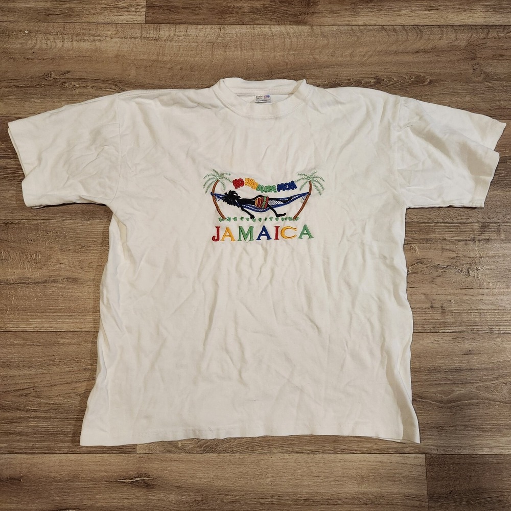 Vintage Jamaica No Problem Mon Hammock Graphic T- shirt White Size XL